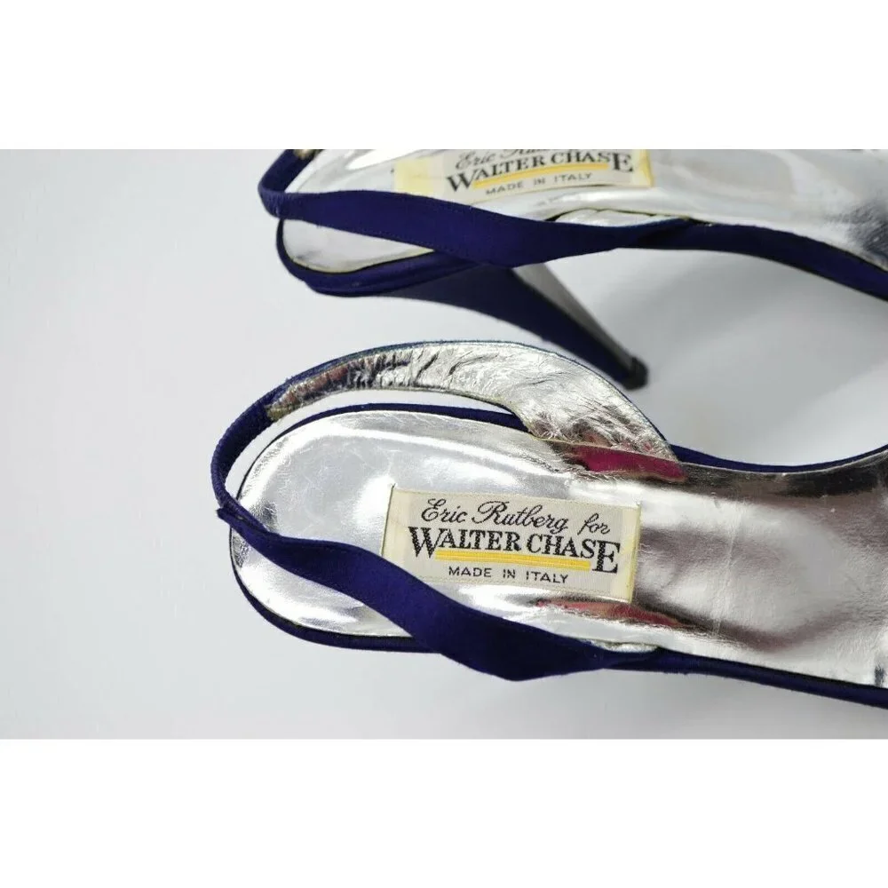 Eric Rutberg for Walter Chase Navy Blue Satin Rhin